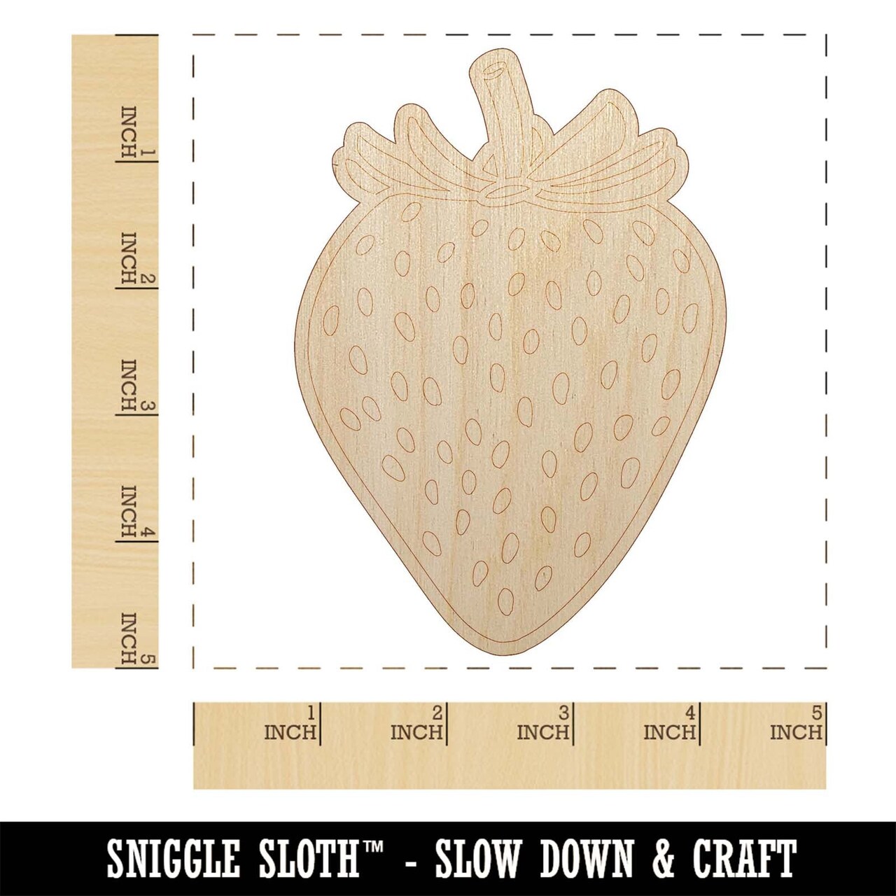 Strawberry Fruit Drawing Unfinished Wood Shape Piece Cutout for DIY Craft Projects